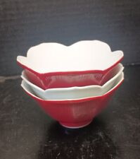 Set Of 3 Vintage Japanese Porcelain Lotus Rice Bowls picture