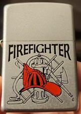 NOS 2002 ZIPPO LIGHTER FIREFIGHTER BRUSHED CHROME SEALED NEW NEVER USED picture