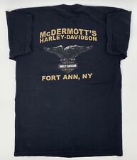 Harley Davidson Mens Tshirt Large Skull Wings Fort Ann NY McDermotts picture