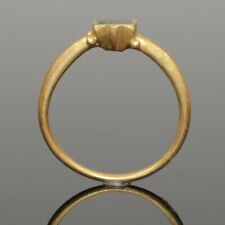 BEAUTIFUL MEDIEVAL GOLD & GREEN STONE RING - CIRCA 13th-14th Century AD  (35154) picture