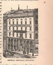 circa 1876 Victorian German Democrat Building Guy's Hotel Engraving 2T1-57b picture