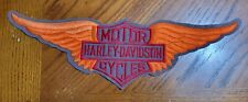Large Harley-Davidson Motorcycles Orange Wings Embroidered Patch Approx  16