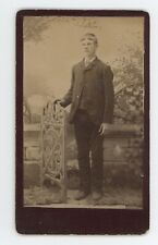 Antique c1880s Cabinet Card Handsome Young Boy in Suit & Tie Doty Dexter, KS picture