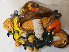 ARNEL’S 1977 Vintage Mousey Mushroom Mice 10”x8” Ceramic Plaque Wall Art Flowers picture