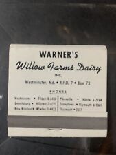 Westminster MD Willow Farms Dairy matchbook picture