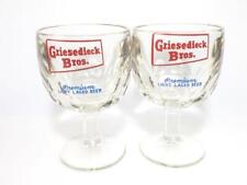 Griesedieck Bros Beer Glass Thumb Goblet Pair, Man Cave Barware, Rare, Excellent picture