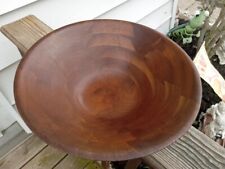 Vintage Mid Century Vermillion Real Walnut Brown Wooden Serving Salad Bowl picture