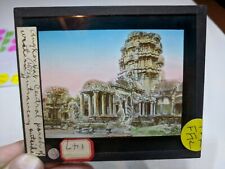 Colored Glass Magic Lantern Slide FFK ANGKOR WAT CENTR WESTERN ENTRANCE CAMBODIA picture