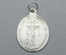 Crucified Christ. Cross, Virgin Mary & Jesus. Antique Religious Silver Pendant. picture