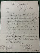 HAND SIGNED LETTER PRESIDENT ABRAHAM SON ROBERT TODD LINCOLN Secretary War 1882 picture