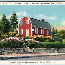 c1930s New London CT Nathan Hale School Made 1774 Curt Teich Linen Postcard A204 picture