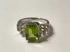Chuck Clemency STS Sterling Silver Peridot & Cubic Zirconia Ring Size 6.25 picture