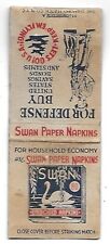 Swan Paper Napkins/U. S. Saving Bonds Vintage Matchbook Cover picture