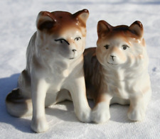 Vtg figurine 2 dogs German Shepherd collie porcelain Japan picture