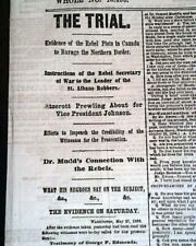 Kirby Smith Surrenders Civil War Ends & Trial of the CONSPIRATORS 1865 Newspaper picture