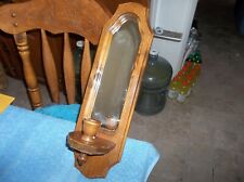 Vintage Farmhouse Mirrored Solid Wood Single Candle Wall Sconce picture