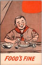 Vintage BOY SCOUT CAMP Comic Postcard 