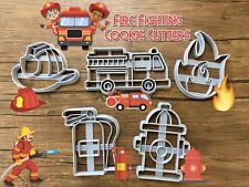 Fire Fighting Set of 5 Cookie Cutters | Fire Helmet | Fire Extinguisher | Truck picture