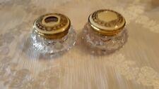 Vintage Antique Clear Glass/Crystal? Hair Receiver Vanity Jars Set BEAUTIFUL  picture