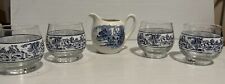 Wedgwood England Countryside Blue old fashion JUICE glasses + cream pitcher LOT picture