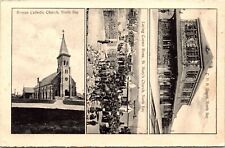 Roman Catholic Church Workers Laying Cornerstone CPR Depot Station Postcard picture