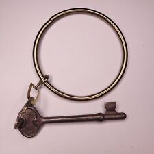Vtg Large Skeleton Key On Ring Keys Brass Pewter Possibly The Key To Fort Knox picture