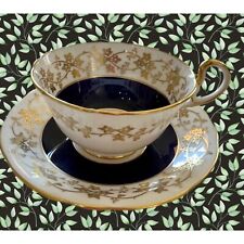 Vintage Aynsley Dark Cobalt Blue Navy And Gold Gilt Tea Cup And Saucer picture
