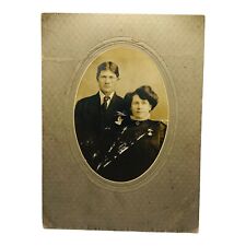 ATQ Cabinet Card Mounted Photo Oval Victorian Couple Man Lady Portrait￼ Haunted picture
