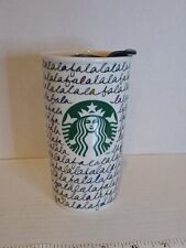 Coffee Mug Starbucks Cup FaLaLa Holiday 2011 Travel Tumbler  12 Oz. Ceramic Lid picture