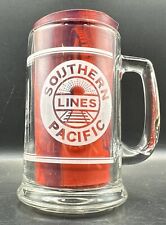 Vintage Southern Pacific Lines Mug Locomotive Glass Train Railroad Railway w/Map picture