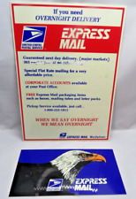 USPS Priority Mail Express Description Lot Of 2 Vintage 1980s Hard Plastic Signs picture