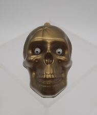 Vintage Gold Skeleton Skull Googly Eyes Halloween Candy Container Made in China picture