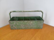 Vtg Primitive Old Rustic Galvinized Metal Green Tool Box Farmhouse Decor  picture