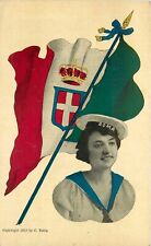 Postcard Italy C-1910 Patriotic Woman Flag R. Marina Italiana 23-1558 picture