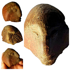 V. Rare Ancient British Iron Age Celtic Anthropomorphic Stone Head + Inscription picture