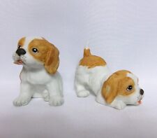Lot/2 - Delightful Vintage Painted Porcelain Dog Puppy Figurines by Homco picture