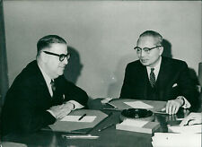 U Thant discusses with Abba Eban - Vintage Photograph 2584062 picture