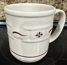 Longaberger Pottery Woven Traditions Heritage Coffee Mugs Cups Burgundy picture