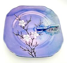 Vintage LUSTERWARE Candy Nut Dish Cherry Blossom Purple Lilac Hand Painted 5.25” picture