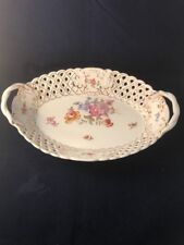 1800s Reticulated Porcelain Oval Bowl Basket Tyndale & Mitchell Import Germany picture