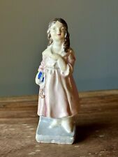 Antique Vintage Chalkware Young Child School Girl Holding Book Figurine 4” Tall picture