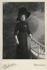 Larger size antique Cabinet Card, woman in amazing hat, 1900's Pancsova, Hungary picture