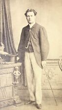 CDV Cabinet Card Photograph Young Man Top Hat Suit 1880s  2 1/2