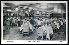 RMS QUEEN MARY 1940s Cunard Line Steamer Interior Restaurant Real Photo Postcard picture