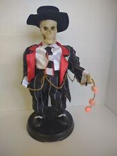 Rare Gemmy Gangster Zoot Suit Dancing Skeleton Singing Halloween Motionette  picture