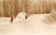 Columbus Nebraska~Me & Charlie Standing by the Snow Banks~1915 RPPC picture