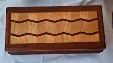 Hand Crafted Wooden Box. Walnut Wood Box W/ Quilted Maple & Lacewood top Signed picture