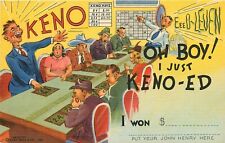 Postcard 1940s Nevada Keno gambling game comic humor Teich NV24-188 picture