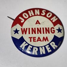 Vintage 1964 Lyndon B Johnson & Otto Kerner Presidential Campaign Button Pin picture