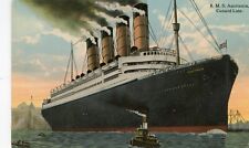 circa 1913 R.M.S. Aquitania Cunard Line  postcard, original, ocean liner, ship picture